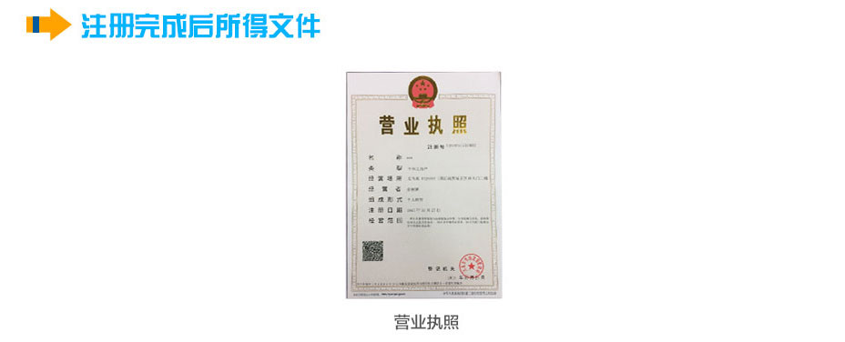 義烏個體工商戶注冊完成后獲得的文件